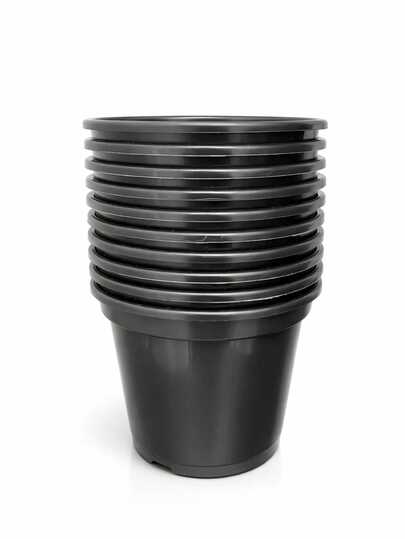 10 Vasos Plastico Resistente Pote 15 Para Mudas Plantas e Flores Volume De 1 Litro  Na Cor Preta Com 10 Unidades