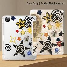 星形单件装彩绘效果亚克力水晶平板电脑保护套，带支架，兼容荣耀、Matepad、红米、OPPO、vivo、苹果等品牌，可折叠防弯折，硅胶加固边角，自动唤醒/睡眠功能，内置笔槽，多角度可折叠支架 - 日常完美保护，节日送礼佳品 - 彩色 - 查看 1