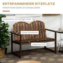 Two-Seater Wooden Garden Bench With Backrest And Armrests, Load Capacity Up To 240 Kg, For Garden And Balcony, Burnt Finish - Camel - View 4