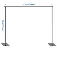 Backdrop Stand, 7ft H X 10ft W Adjustable Photography Background Support Frame Kit With Stable Flat Base & Metal Steel Poles For Wedding, Birthday, Party Decoration - Black - View 2