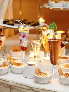 5/10个装可重复使用的4.5盎司透明塑料香槟杯，防碎材质，适合派对、婚礼和大型活动，优雅且易于清洗 - 彩色 - 查看 10