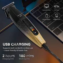 1个HATTEKER USB可充电渐变理发器，男士智能电动理发器，家用 - 彩色 - 查看 4