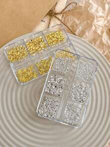 6格3D合金星星美甲饰品 星光金属银色金色饰品 美甲装饰 Y2K美甲DIY配件 美甲用品 美甲宝石 指甲 - 彩色 - 查看 3