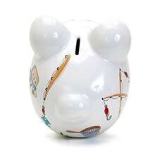 Hucha de Cerámica para Ahorro en Forma de Casa Temática de Acampada Regalo Decorativo para Niños y Adultos-B029 - Atrás de pesca - Ver 6