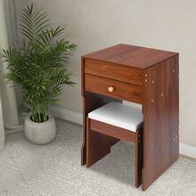 Compact Makeup Vanity Table With Mirror & Stool, 40cm Flip-Up Dressing Table For Bedroom With Storage Compartments, Vanity Table With Mirror For Bedroom, Space-Saving Vanity Desk - Warm White, Black Walnut, White Oak - Quả óc chó đen - Xem 6