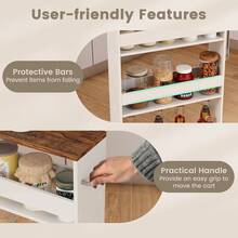 COSTWAY 4-Tier Slim Storage Cart, Narrow Mobile Serving Cart W/ Open Shelves, Rolling Kitchen Cart On Wheels, Space-Saving Slide-Out Utility Cart For Kitchen, Bathroom, Living Room, Brown - 棕色 - 查看 6