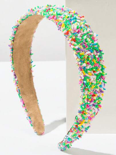 1pc Women's Multi-Layer Metal Minimalist Colorful Gemstone Decor Headband, Simple Fashion Headpiece For Party, Wedding, Versatile