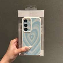 1pc TPU Material Blue Gradient Heart Pattern Fashionable Phone Case Compatible With Samsung A05s, A12, A13, A14, A14 4G, A15, A21s, A23, A25, A32, A32 5G, A34, A35, A50s, A51, A52, A53, A54, A55, A71, A72, A73, S10, S20 FE, S20 Ultra, S21 Ultra, S22, S22 Plus, S23, S24, Redmi 10C, 12C, Note 10, 11, 12, 13, Pro Plus, Note 8, 9 Pro, Full Protective Soft Phone Case - White - View 1