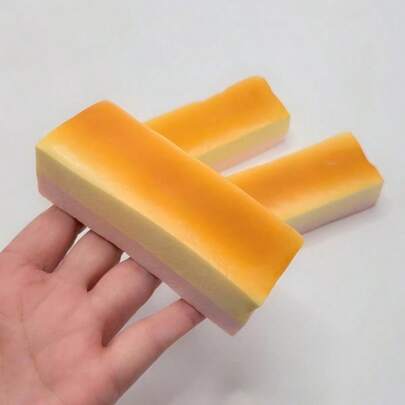 1pc Lifelike Charcoal Grilled Cheese Stick Shape With Realistic Texture, Soft And Elastic Touch, Excellent Slow Rebound Effect For Stress Relief. Compact And Delicate For Desktop Decoration, And Durable Material.