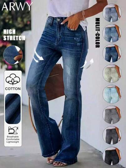 ARWY Ombre Skinny Elegant Flared Jeans, Versatile Casual Wear For Daily, Night Out, Vacation, Suitable For All Seasons, Christmas, Halloween, Pride Month (US), Easter Spring