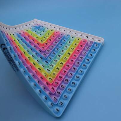 12x12 Double-Sided Printed Math Game Toy, One Side Multiplication, One Side Addition, Colorful Silicone Multiplication Table, Educational Tool For Children, Suitable For Classroom Use