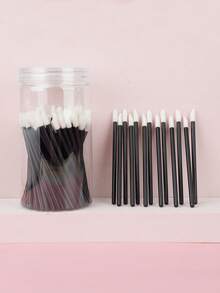 100-Piece Bottle Convenient Disposable Lip Stick, Lip Brush, Lipstick And Gloss Applicator Lint-Free Cosmetic Brush Beauty Tool - Multicolor - View 2