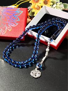 1pc Transparent Tasbih Prayer Beads, Ramadan Single Bead Metal Pendant Rosary, Islamic Prayer Counting Beads, Middle Eastern Religious Accessory, Gift Box - Multicolor - View 5
