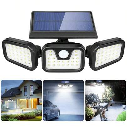 Solar Qutdoor Lights, Solar Sensor Security Light, Solar Outdoor IP65 Waterproof Light, 3000 Lumens, 74 LEDs, 270° Wide Angle Lighting, Three Lighting Modes Suitable For Garden, Yard, Street, Garage, Patio, Porch Lighting