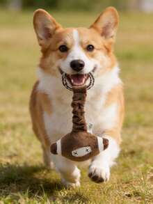 1pc Dog Retractable Ball Plush Rope Squeaky Toy, Built-In Vocal Cord Interaction Rope Ring Chew Toy, Dog Boredom Buster, Elastic Tug Of War Toy, Ball Shaped Dental Cleaning & Stress Relief Pet Companion Toy, Suitable For Medium & Small Dogs To Remove Bad Breath And Grind Teeth - Multicolor - View 10