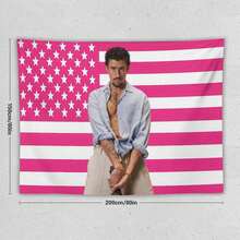 1PC Singer Bad Music Bunny Printed American Flag Decorative Tapestry, Patriotic Star Spangled Banner Design, Album Tapestry, Suitable For Horizontal Wall Hanging In Bedrooms, Dormitories, And Living Rooms, Easy To Hang, Perfect Valentine's Day Gift - 1PC - Xem 11