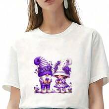 2片装鲜艳紫色矮人图案热转印贴纸，持久耐用，适用于DIY T恤、卫衣、牛仔裤、连帽衫、背包、夹克、手提包、枕头等。 - L+S - 查看 6