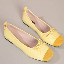 2026 Zapatos de ballet planos de primavera con lazo para mujeres, zapatos para madres - Amarillo - Ver 2