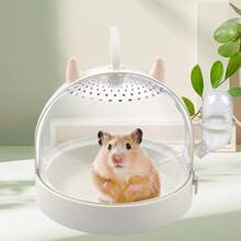 Portable Small Pet Travel Cage With Water Bottle - Ideal For Hamsters, Guinea Pigs & More (White) - White - View 3