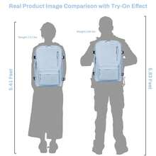 17-Inch Laptop Business Work Waterproof Backpack, Large Travel Backpack For Both Men And Women, Handbag, With Laptop Compartment, Suitable For Carry-On Luggage, Carry-On Luggage Box, Super Large Travel Backpack, Suitable For Business Trips, Travel Bag, Suitable For School, Suitable For Both Men And Women. - 淺藍色 - 查看 4