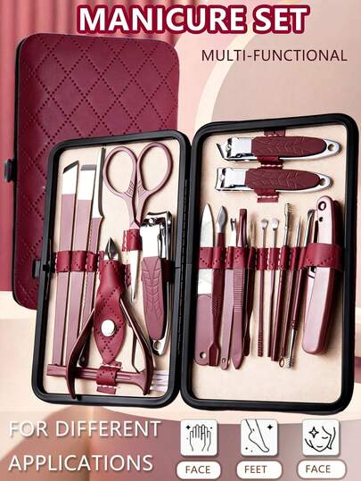 7/10/12/20 piezas Juego de cortaúñas de acero inoxidable, kit de manicura de alta precisión con lima de uñas, elegante set portátil de cuidado de uñas para uñas de las manos y de los pies