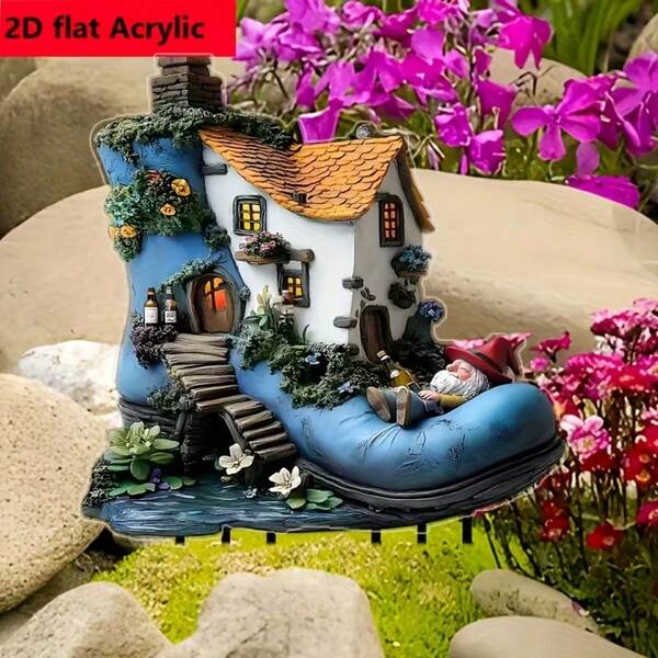Bohemian Gnome House Acrylic Garden - Charming Outdoor Decor For Yard, Lawn & Flower Beds, Perfect Birthday Or Holiday Gift For Family And Friends