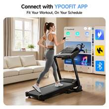 YPOO Folding Treadmill For Home Use, Walking Pad With Auto Incline Up To 15%, 8 MPH Running Speed, Auto-Folding Compact Design, 300 LB Weight Capacity, Under Desk Treadmill For Small Spaces - 查看 4