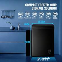 WANAI 3.5 CU.FT. Chest Freezer With Removable Basket And Bottom Defrost, Water Drain Freestanding Top Open Door, Deep MINI Freezer With Adjustable 7 Themostat For Home/Apartment - US B Type Plug(110-127V) - View 3