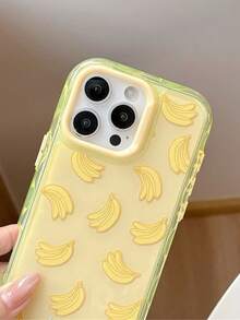 New Fashion Banana Pattern Ripple Jelly 2-In-1 Phone Case, Premium Quality, Thick Hard Material, Colored Solid Frame, Personalized Creative, Classic Minimalist Anti-Fall, Full Coverage Transparent Feel, Colorful, Waterproof Shockproof Anti-Fall Anti-Scratch - Yellow - View 3
