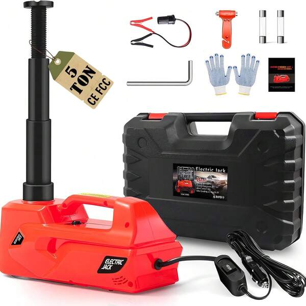 Cric hydraulique électrique pour voiture 5 t 12 V Pompe de gonflage de pneus intégrée