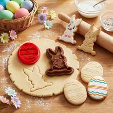 2pcs Easter Cookie Cutters, Rabbit And Egg Shaped Baking Molds, Baking Tools For Easter Holiday Baking - Multicolor - View 8