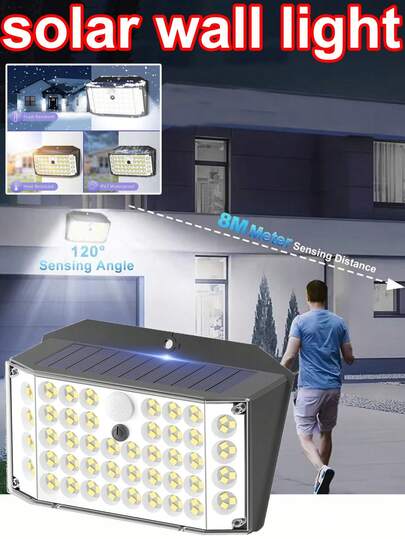 1 pieza Luz de pared solar exterior duradera. Adecuada para paredes de villas, entradas de tiendas, iluminación temporal en sitios de construcción y entradas de estaciones de entrega. Puede proporcionar iluminación continua incluso en clima lluvioso, eliminando la molestia del cableado y las facturas de electricidad.