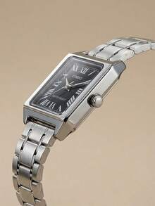 Casio STANDARD Series Business Minimalist Elegant Roman Numeral Quartz Movement Stainless Steel Strap Japanese/Korean Style Ladies Watch, Black Dial LTP-V007D-1B - Silver - View 4