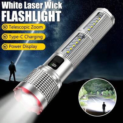 Linterna recargable súper brillante con luz lateral COB, luz de emergencia LED de doble fuente de luz para uso en exteriores y en el hogar