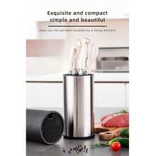 Household Knife Holder Plastic Storage Rack Kitchen Knife Stand - Silver - View 3