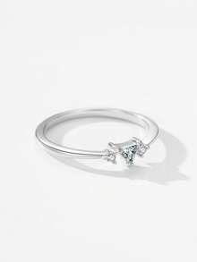 1pc 925 Sterling Silver Minimalist Geometric Triangle Ring, Fashionable Elegant Party Gift For Women - Silver - View 4
