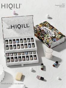 HIQILI 32瓶香氛精油套装，持久留香，5毫升*32瓶，母亲节、父亲节、生日礼物佳选，DIY香氛蜡烛和香囊，自制香皂，净化空气，香薰精油，适用于香薰机、衣物烘干球、酒店卧室、卫生间等场所，方便携带。 - 多樣化香型 - 查看 6