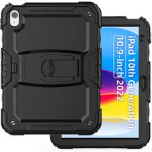 Heavy Duty Shockproof Case Compatible With IPad (A16) 11th/Air11/Air13 M3 (2025) 9th/ 8th/ 7th Generation (2021/2020/2019), Rugged Protective Hard Case With Built-In Stand For IPad 10.2 Inch 2021/2020/2019 - Black - View 32