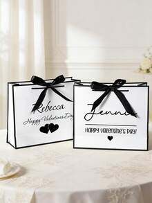 1pc Personalized Bridesmaid Gift Bags, Customize Text,Custom Wedding Gift Bags, Bachelorette Party Bag, Bridal Party Gift Bag, Ribbon Gift Bag,Elegant Gift Bag,Personalized Bridesmaid Gift Bag, Elegant Bridal Party - Multicolor - View 2