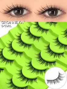 Lasvirey 7 Pairs Natural Look Soft Fake Lashes Cat Eye Lashes Wispy Criss-Cross Eyelashes Luxury Volume Full Strip Lashes Natural Air Feeling False Eyelashes,Daily Makeup&Vocation - Black - View 5