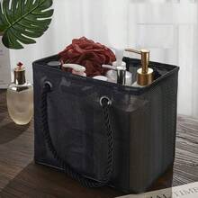 1 PC Washbasin Basket, Classic Black, With Handle, Mesh Design To Prevent Water Retention, A Helpful Tool For Storing Towels. - Mô hình màu đen trong suốt - Xem 6