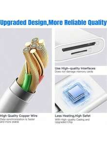 1个T型USB+Type-C二合一读卡器，SD/TF卡适配器，双卡槽存储读卡器，相机查看器，即插即用，兼容 17/16/15、S25/S24/S23/S22/S21/S20 Ultra Plus、iPad、系列转换器 - 白色 - 查看 3