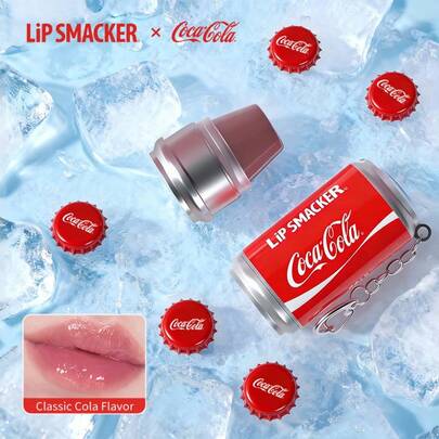 LIP SMACKER CoCa Cola Collaboration Canned Lip Balm, Fruit Soda Flavor, Moisturizing And Nourishing Lip Tint, Colored Lip Balm, Suitable As Gift For Friends And Family, With Hanging Chain, Christmas Gift - LIPSMACKER