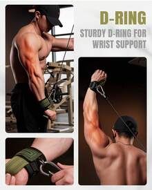 MANUEKLEAR Non-Slip Wrist Straps For Weightlifting Deadlifting, Gym Lifting Straps With D Rings For Cable Machine Workout, 10mm Neoprene Padded Weight Lifting Wrist Wraps For Men Women - Green - View 6