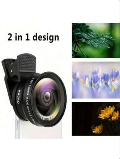 2-In-1 Microscope Wide Angle Lens Kit, Includes 0.45X Super Wide Angle And Microscope Zoom Lens, Suitable For Smartphone Camera | Microscope Photography. Comes With Lens Cleaning Cloth/Tripod. This Is A Professional HD Smartphone Camera Lens Set, Enhances Mobile Photography, Captures Details, Ideal For Travel. Multiple Styles Available. A Top Choice For Photography Enthusiasts.