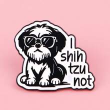 “我不是西施犬”珐琅徽章，可爱动物狗狗胸针，翻领别针，可别在背包、服装、配饰或珠宝上，是送给朋友的绝佳礼物。 - 黑色 - 查看 6