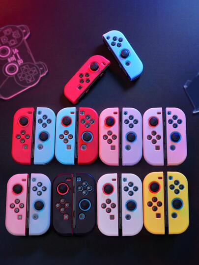 Silicone Protective Case Compatible With Switch/OLED Joy-Con Controller, Macaron Color Matching DIY Creative Combination. [Dopamine Toy] & Active Fashion Colors, Upgraded Skin-Friendly Touch, Ergonomic Anti-Slip Anti-Sweat, Full-Coverage Anti-Drop Soft Shell. INS Fashion E-Sports Accessories, Colorful Candy/Gradient Colors For Matching, Break The Dullness, Create Exclusive Gaming Gear, Must-Have Personalized Item Compatible With Switch Players.