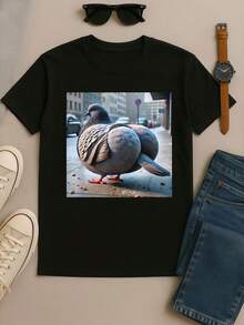 100 Level Gyatt Gen Z Meme Pigeon T-Shirt Funny Brainrot Pigeon Womens  And Mens Clothing Graphic Kawaii Aesthetic Harajuku Fashion Y2K - 黑色 - 查看 1