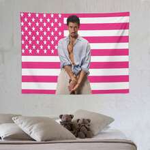 1PC Singer Bad Music Bunny Printed American Flag Decorative Tapestry, Patriotic Star Spangled Banner Design, Album Tapestry, Suitable For Horizontal Wall Hanging In Bedrooms, Dormitories, And Living Rooms, Easy To Hang, Perfect Valentine's Day Gift - 1PC - Xem 6