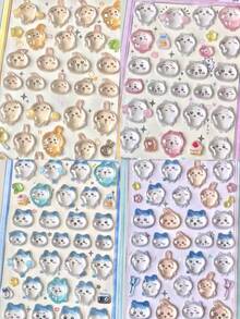 1张儿童动漫卡通3D贴纸，可爱动物猫咪贴纸，DIY手工3D贴纸，适用于DIY手机壳、DIY贴纸笔记本、DIY手工、笔记本电脑、礼品包装、派对装饰，完美的节日礼物，送给粉丝和朋友的礼物，返校礼物（款式随机） - 彩色 - 查看 3